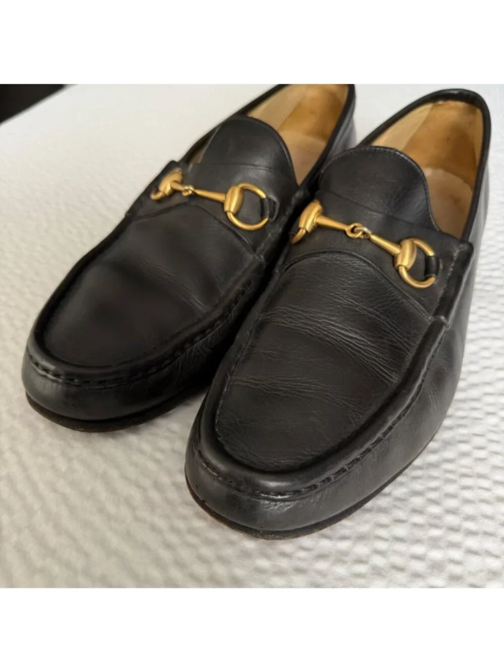 Gucci 1953 Horsebit Loafers Black Leather Mens Shoes Size 44.5 E 11.5 Made In It